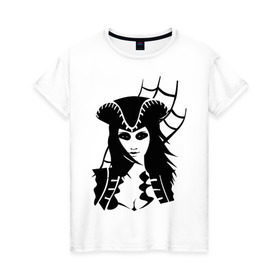 Женская футболка хлопок с принтом Пиратка , 100% хлопок | прямой крой, круглый вырез горловины, длина до линии бедер, слегка спущенное плечо | девушка | караванная пиратка | пиратка | разбойница