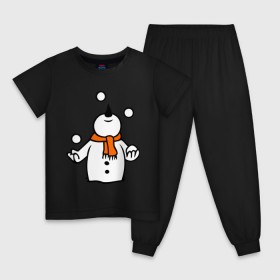 Детская пижама хлопок с принтом Снеговик играет в снежки. , 100% хлопок |  брюки и футболка прямого кроя, без карманов, на брюках мягкая резинка на поясе и по низу штанин
 | новый год | новый год 2014 | подарки | снег | снеговик | снеговик играет в снежки | снежки