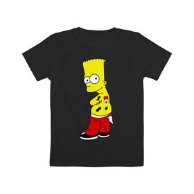 Детская футболка хлопок с принтом Барт в татуировках , 100% хлопок | круглый вырез горловины, полуприлегающий силуэт, длина до линии бедер | барт в татуировках | кино | мультфильмы и тв | симпсоны | тату