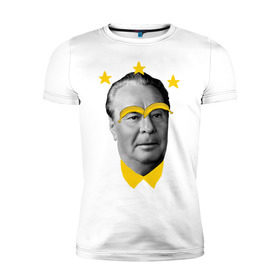 Мужская футболка премиум с принтом Брежнев , 92% хлопок, 8% лайкра | приталенный силуэт, круглый вырез ворота, длина до линии бедра, короткий рукав | Тематика изображения на принте: банан