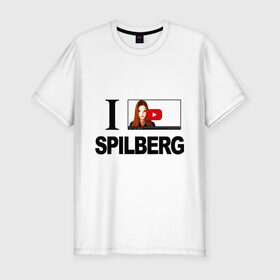 Мужская футболка премиум с принтом Саша Спилберг , 92% хлопок, 8% лайкра | приталенный силуэт, круглый вырез ворота, длина до линии бедра, короткий рукав | Тематика изображения на принте: i love spilberg | sasha spilberg | видеоблоггер | люблю спилберг | саша спилберг