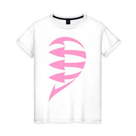 Женская футболка хлопок с принтом Невероятная сила притяжения (ж) , 100% хлопок | прямой крой, круглый вырез горловины, длина до линии бедер, слегка спущенное плечо | для двоих | для девушек | любовь | невероятная сила притяжения | парные | половинка | розовое сердце