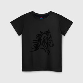 Детская футболка хлопок с принтом Голова лошади , 100% хлопок | круглый вырез горловины, полуприлегающий силуэт, длина до линии бедер | голова лошади | животные | конь | лошадка | силуэт лошади