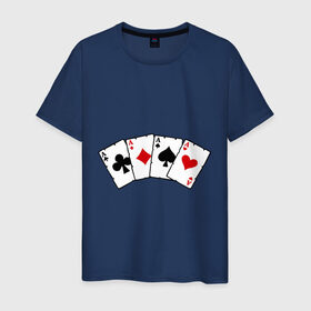 Мужская футболка хлопок с принтом Четыре туза , 100% хлопок | прямой крой, круглый вырез горловины, длина до линии бедер, слегка спущенное плечо. | Тематика изображения на принте: игра | игральные карты | карты | покер | туз | тузы | четыре туза