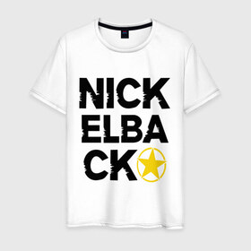 Мужская футболка хлопок с принтом Nickelback star , 100% хлопок | прямой крой, круглый вырез горловины, длина до линии бедер, слегка спущенное плечо. | 