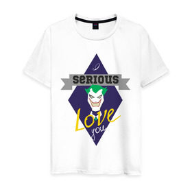 Мужская футболка хлопок с принтом Джокер , 100% хлопок | прямой крой, круглый вырез горловины, длина до линии бедер, слегка спущенное плечо. | 