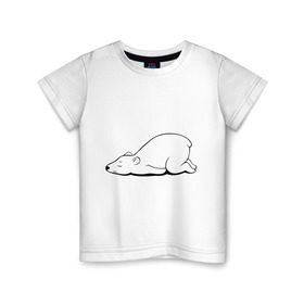 Детская футболка хлопок с принтом Белый медведь спит , 100% хлопок | круглый вырез горловины, полуприлегающий силуэт, длина до линии бедер | белый медведь | белый медведь спит | животное | мишка | мишутка | умка