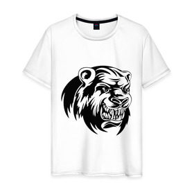 Мужская футболка хлопок с принтом Медведь , 100% хлопок | прямой крой, круглый вырез горловины, длина до линии бедер, слегка спущенное плечо. | 