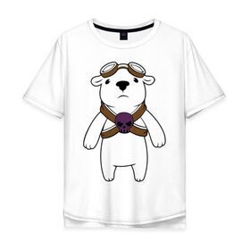 Мужская футболка хлопок Oversize с принтом Белый мишка парашютист , 100% хлопок | свободный крой, круглый ворот, “спинка” длиннее передней части | Тематика изображения на принте: белый медведь | белый мишка парашютист | животные | кости | мишка | череп