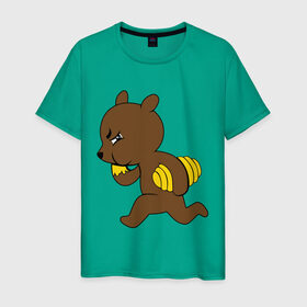 Мужская футболка хлопок с принтом Медведь украл мёд , 100% хлопок | прямой крой, круглый вырез горловины, длина до линии бедер, слегка спущенное плечо. | еда | животные | мёд | медведь украл мёд | мишка