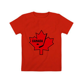 Детская футболка хлопок с принтом Canada hockey (Канадский хоккей) , 100% хлопок | круглый вырез горловины, полуприлегающий силуэт, длина до линии бедер | canada hockey | калиновый лист | канадский хоккей | спорт | хоккей
