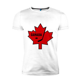 Мужская футболка премиум с принтом Canada hockey (Канадский хоккей) , 92% хлопок, 8% лайкра | приталенный силуэт, круглый вырез ворота, длина до линии бедра, короткий рукав | canada hockey | калиновый лист | канадский хоккей | спорт | хоккей