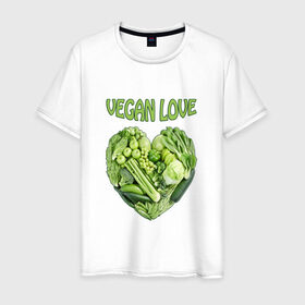 Мужская футболка хлопок с принтом Вегетарианцы - Я никого не ем! , 100% хлопок | прямой крой, круглый вырез горловины, длина до линии бедер, слегка спущенное плечо. | vegan | вегетарианцы | капуста | луг | овощи | я никого не ем | яблоко