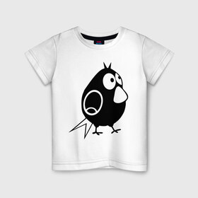 Детская футболка хлопок с принтом Забавная птичка , 100% хлопок | круглый вырез горловины, полуприлегающий силуэт, длина до линии бедер | воробей | животные | забавная птичка | прикольные картинки
