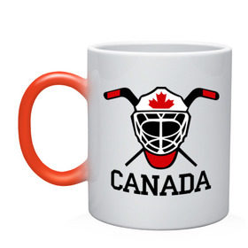 Кружка хамелеон с принтом Canada (Канадский хоккей) , керамика | меняет цвет при нагревании, емкость 330 мл | canada | канадский | клюшка | спорт | хоккей | шайба