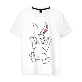 Мужская футболка хлопок с принтом Кролик , 100% хлопок | прямой крой, круглый вырез горловины, длина до линии бедер, слегка спущенное плечо. | 