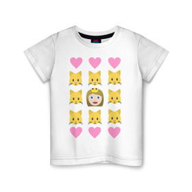 Детская футболка хлопок с принтом Кошатница , 100% хлопок | круглый вырез горловины, полуприлегающий силуэт, длина до линии бедер | emojin | happy family | котики | коты | кошатница | смайлы | эмоджин