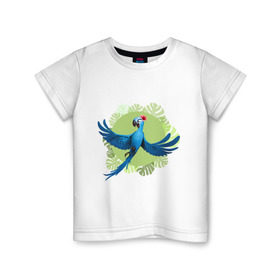 Детская футболка хлопок с принтом Жемчужинка , 100% хлопок | круглый вырез горловины, полуприлегающий силуэт, длина до линии бедер | ара | жемчужинка | мультик | мяльтяшки | птица | рио | рио 2 | синий попугай