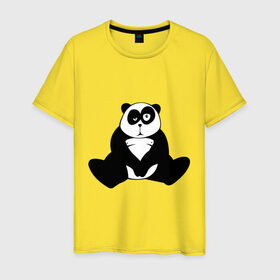 Мужская футболка хлопок с принтом Уставшая панда , 100% хлопок | прямой крой, круглый вырез горловины, длина до линии бедер, слегка спущенное плечо. | панда