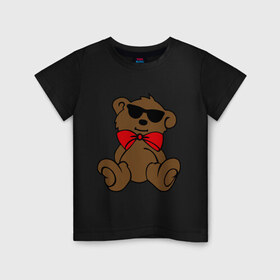 Детская футболка хлопок с принтом Плюшевый мишка в очках , 100% хлопок | круглый вырез горловины, полуприлегающий силуэт, длина до линии бедер | teddy bear | бант | девушкам | мишка | плюшевый мишка в очках