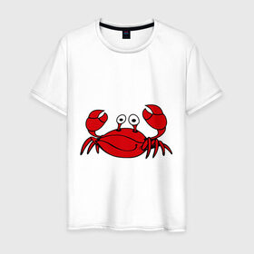Мужская футболка хлопок с принтом Краб , 100% хлопок | прямой крой, круглый вырез горловины, длина до линии бедер, слегка спущенное плечо. | Тематика изображения на принте: еда | животные | краб | море | пляж | рак