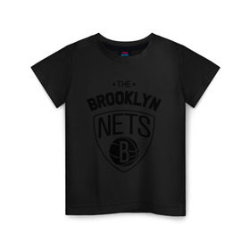 Детская футболка хлопок с принтом The Brooklyn Nets , 100% хлопок | круглый вырез горловины, полуприлегающий силуэт, длина до линии бедер | бруклин