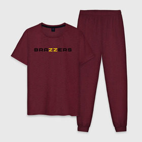 Мужская пижама хлопок с принтом Brazzers , 100% хлопок | брюки и футболка прямого кроя, без карманов, на брюках мягкая резинка на поясе и по низу штанин
 | brazzers