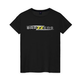 Женская футболка хлопок с принтом Brazzers , 100% хлопок | прямой крой, круглый вырез горловины, длина до линии бедер, слегка спущенное плечо | brazzers