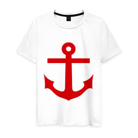 Мужская футболка хлопок с принтом Якорь , 100% хлопок | прямой крой, круглый вырез горловины, длина до линии бедер, слегка спущенное плечо. | Тематика изображения на принте: anchor | captain | sailor | вмф | волна | девушке | капитан | корабль | любимому | матрос | море | моряк | моряку | мужчине | палуба | парню | подарок | штиль | шторм | якорь