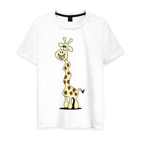 Мужская футболка хлопок с принтом Упоротый жираф , 100% хлопок | прямой крой, круглый вырез горловины, длина до линии бедер, слегка спущенное плечо. | бешеный | длинный | жираф | кривой | сумасшедший | упоротый | чокнутый