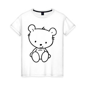 Женская футболка хлопок с принтом Белый мишка , 100% хлопок | прямой крой, круглый вырез горловины, длина до линии бедер, слегка спущенное плечо | белый | маленький | медведь | медвежонок | милый | мишка | мишутка
