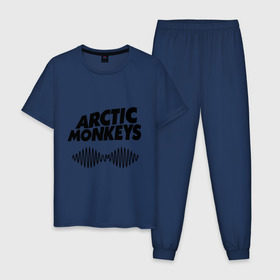 Мужская пижама хлопок с принтом Arctic monkeys wave , 100% хлопок | брюки и футболка прямого кроя, без карманов, на брюках мягкая резинка на поясе и по низу штанин
 | arctic monkeys