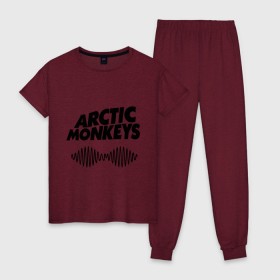 Женская пижама хлопок с принтом Arctic monkeys wave , 100% хлопок | брюки и футболка прямого кроя, без карманов, на брюках мягкая резинка на поясе и по низу штанин | arctic monkeys