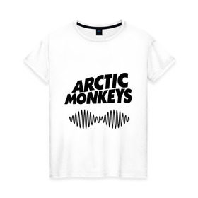 Женская футболка хлопок с принтом Arctic monkeys wave , 100% хлопок | прямой крой, круглый вырез горловины, длина до линии бедер, слегка спущенное плечо | arctic monkeys