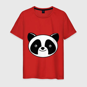 Мужская футболка хлопок с принтом Мордашка панды , 100% хлопок | прямой крой, круглый вырез горловины, длина до линии бедер, слегка спущенное плечо. | панда