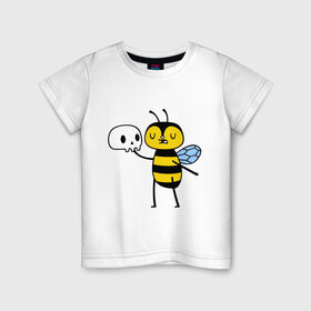 Детская футболка хлопок с принтом Пчелка Гамлет , 100% хлопок | круглый вырез горловины, полуприлегающий силуэт, длина до линии бедер | быть | вопрос | гамлет | не быть | пчела | череп | шекспир