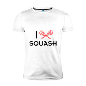 Мужская футболка премиум с принтом I LOVE SQUASH , 92% хлопок, 8% лайкра | приталенный силуэт, круглый вырез ворота, длина до линии бедра, короткий рукав | Тематика изображения на принте: squash | ракетка | сквош