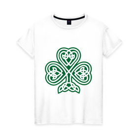 Женская футболка хлопок с принтом Кельтский клевер , 100% хлопок | прямой крой, круглый вырез горловины, длина до линии бедер, слегка спущенное плечо | кельт | клевер | удача | узор | цветок