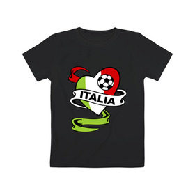 Детская футболка хлопок с принтом Сборная Италии по футболу , 100% хлопок | круглый вырез горловины, полуприлегающий силуэт, длина до линии бедер | Тематика изображения на принте: football | italia | team | италия | сборная | флаг италии | футбол | футбольный мяч