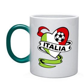 Кружка хамелеон с принтом Сборная Италии по футболу , керамика | меняет цвет при нагревании, емкость 330 мл | football | italia | team | италия | сборная | флаг италии | футбол | футбольный мяч