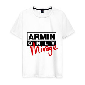 Мужская футболка хлопок с принтом Armin only - mirage , 100% хлопок | прямой крой, круглый вырез горловины, длина до линии бедер, слегка спущенное плечо. | addicted | buuren | mirage | van | аrmin