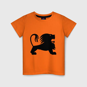 Детская футболка хлопок с принтом Лев , 100% хлопок | круглый вырез горловины, полуприлегающий силуэт, длина до линии бедер | зверь | лев | силуэт | царь