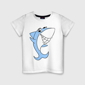 Детская футболка хлопок с принтом Акула девочка , 100% хлопок | круглый вырез горловины, полуприлегающий силуэт, длина до линии бедер | акула | девочка | милая | улыбка