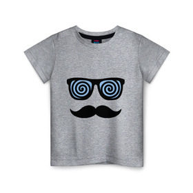 Детская футболка хлопок с принтом Гипноз , 100% хлопок | круглый вырез горловины, полуприлегающий силуэт, длина до линии бедер | Тематика изображения на принте: гипноз | очки | роговые | спираль | усы | хипстер