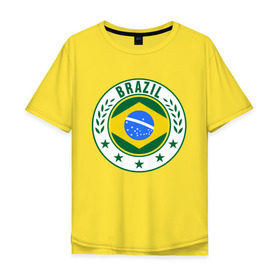 Мужская футболка хлопок Oversize с принтом Brazil - Бразилия ЧМ-2014 , 100% хлопок | свободный крой, круглый ворот, “спинка” длиннее передней части | Тематика изображения на принте: бразилия