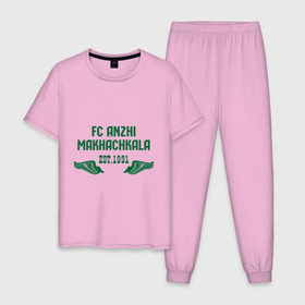 Мужская пижама хлопок с принтом Anzhi Makhachkala , 100% хлопок | брюки и футболка прямого кроя, без карманов, на брюках мягкая резинка на поясе и по низу штанин
 | анжи