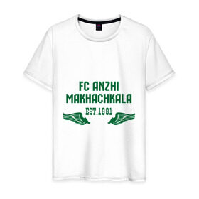 Мужская футболка хлопок с принтом Anzhi Makhachkala , 100% хлопок | прямой крой, круглый вырез горловины, длина до линии бедер, слегка спущенное плечо. | анжи