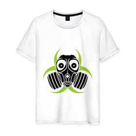 Мужская футболка хлопок с принтом Радиация и противогаз , 100% хлопок | прямой крой, круглый вырез горловины, длина до линии бедер, слегка спущенное плечо. | биологическая | опасность | противогаз | радиация | респиратор