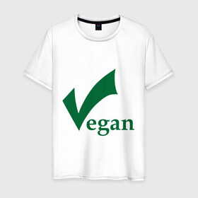 Мужская футболка хлопок с принтом Vegan , 100% хлопок | прямой крой, круглый вырез горловины, длина до линии бедер, слегка спущенное плечо. | vegan | vegetarian | веган | вегетарианец