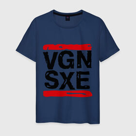 Мужская футболка хлопок с принтом Vegan sXe , 100% хлопок | прямой крой, круглый вырез горловины, длина до линии бедер, слегка спущенное плечо. | vegan | вегетарианец | еда
